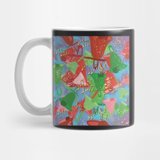 Blue Snowing White Christmas Colorful Handbells And Notes Holiday Pattern Mug